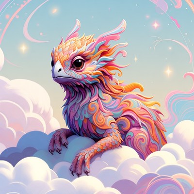 Colorful Dragon on Clouds