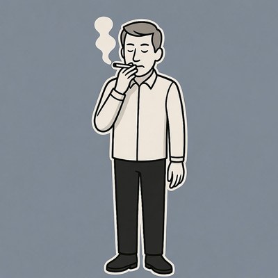 Man smoking cigarette illustration