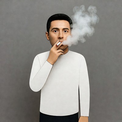 Man smoking cigarette illustration