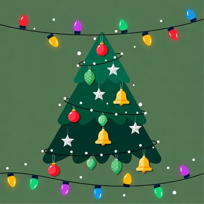 Decorated Christmas Tree with Lights