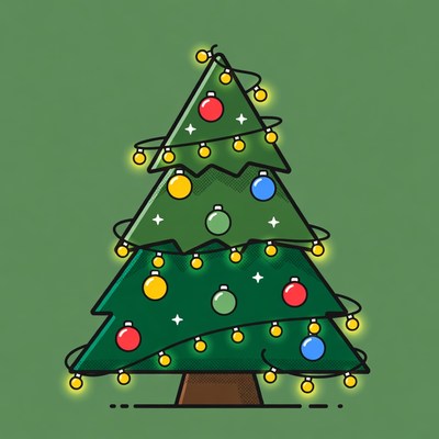 Decorated Christmas Tree Illustration