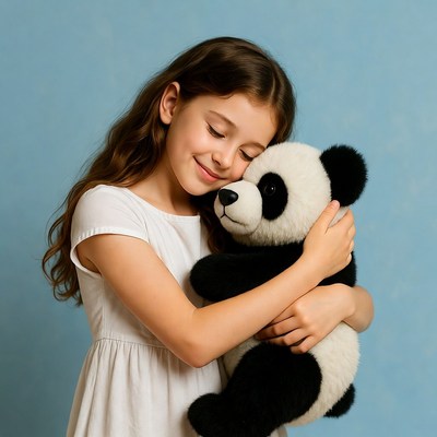 Girl hugging teddy bear