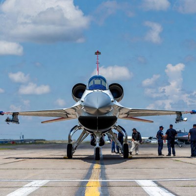F-16 Fighter Jet with Ground Crew