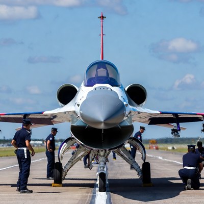 F-16 Fighter Jet with Ground Crew