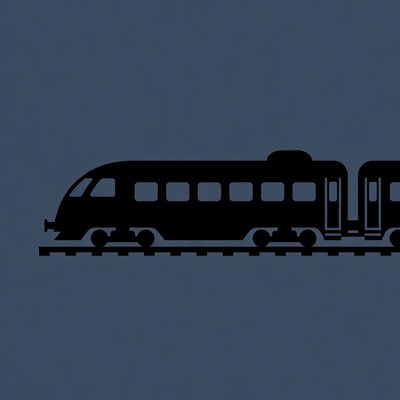 Black Silhouette Train on Tracks