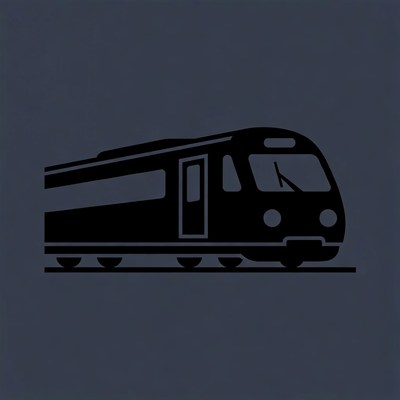 Black silhouette train on tracks