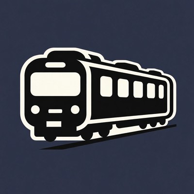 Black Train Icon on Navy Background
