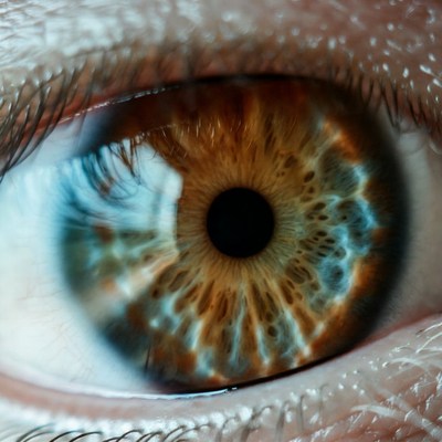 Close-up hazel eye with eyelashes