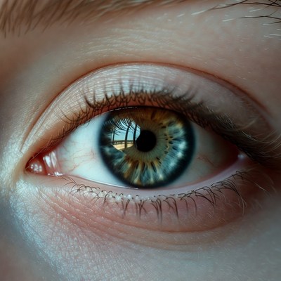 Close-up green hazel eye