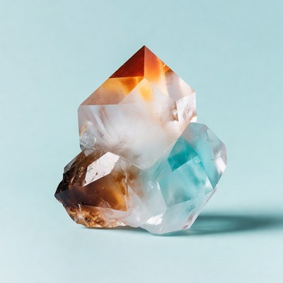 Multicolor Quartz Crystal Cluster