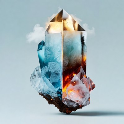 Colorful Crystal with Fire and Ice