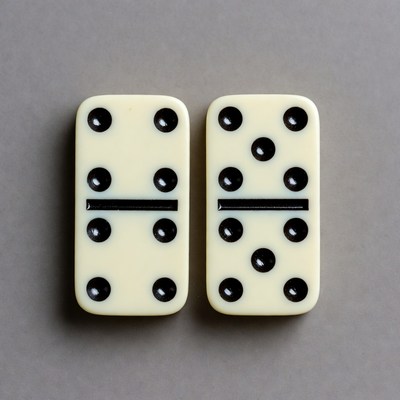Two Domino Tiles on Gray Background