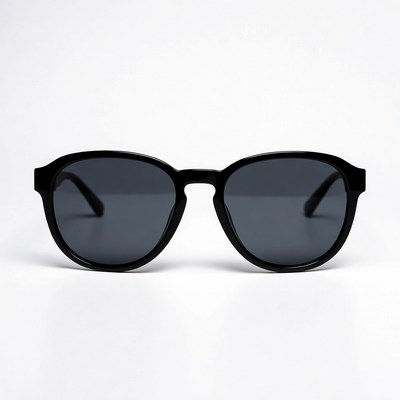 Black Round Sunglasses on White Background