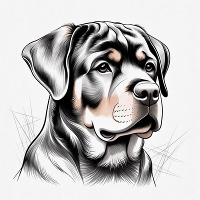 Rottweiler dog portrait illustration