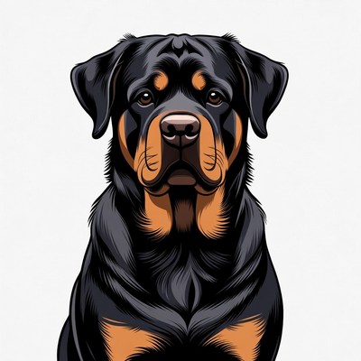 Rottweiler dog portrait illustration