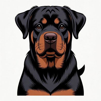 Rottweiler dog portrait illustration
