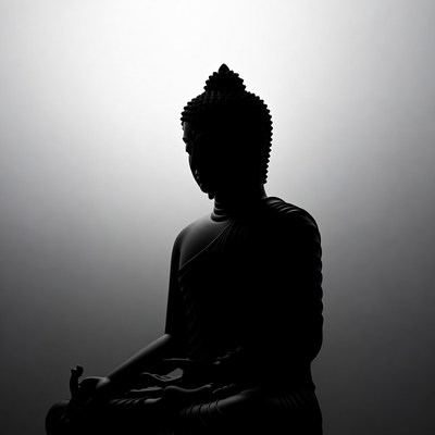 Silhouette of meditating Buddha