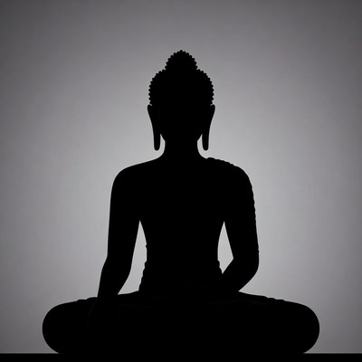 Silhouette of Buddha in meditation