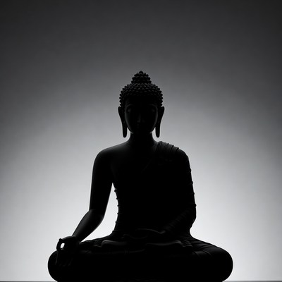 Silhouette of Buddha in meditation