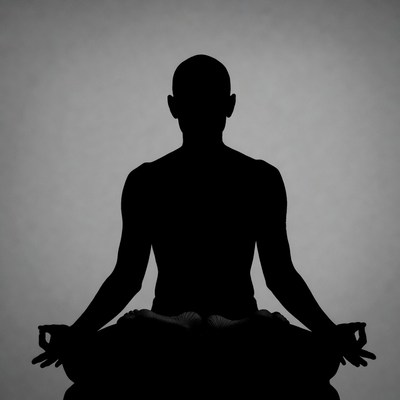 Man meditating in lotus pose silhouette