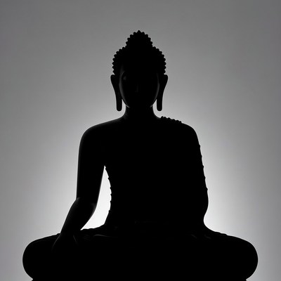 Silhouette of Buddha in meditation