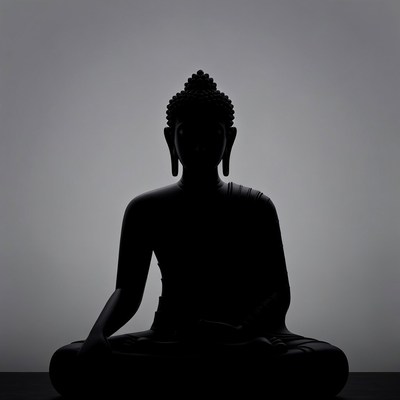 Silhouette of Buddha in meditation