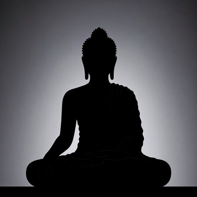 Silhouette of Buddha in meditation