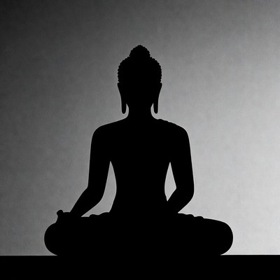Silhouette of Buddha in meditation