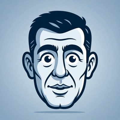 Cartoon man with wide eyes