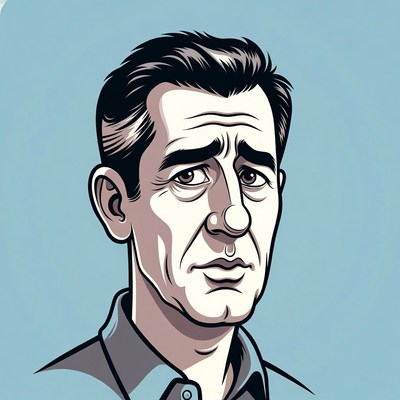 Cartoon man with sad expression