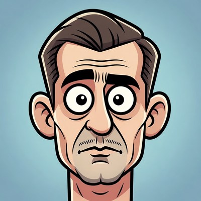 Cartoon man with surprised wide eyes