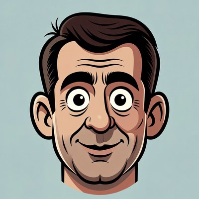 Cartoon man with wide eyes