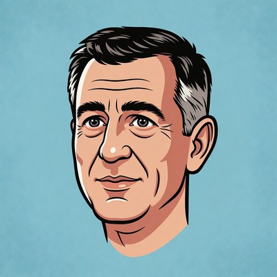 Cartoon portrait of middle-aged man