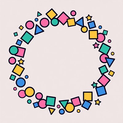 Colorful Geometric Shapes Circle Frame