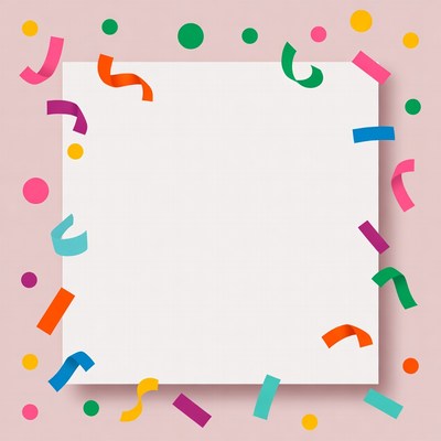 Blank Sign with Colorful Confetti