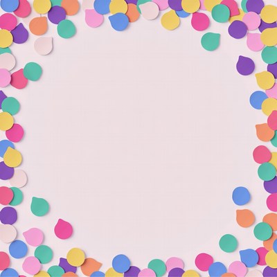 Colorful confetti border on white