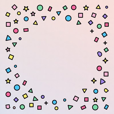 Colorful Shapes Border on Pink Background