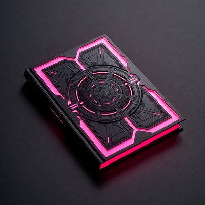 Futuristic Neon Book on Black Background