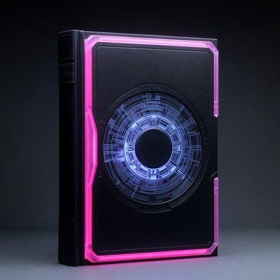 Futuristic Black Book with Neon Glow