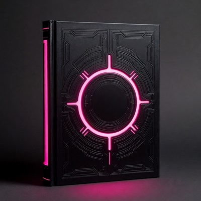 Cyberpunk Black Book with Pink Neon Glow