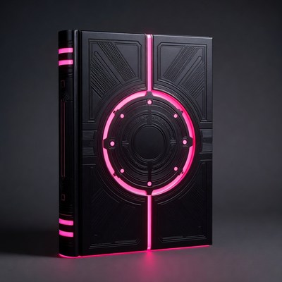 Black Cyberpunk Book with Pink Neon Glow
