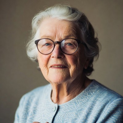 Elderly woman wearing glasses