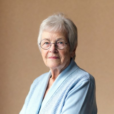 Elderly woman with glasses