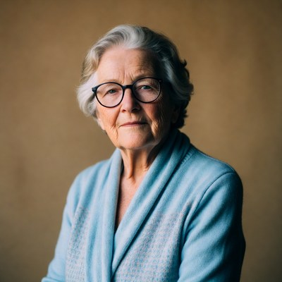 Elderly woman with glasses