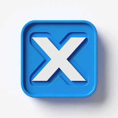 Blue X Close Button Icon