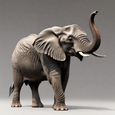 Elephant raising trunk