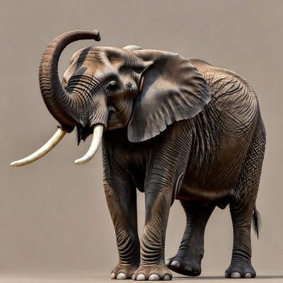 Elephant standing on isolated background