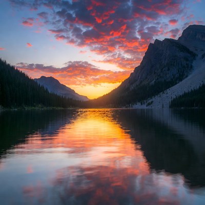Sunset over Mountain Lake