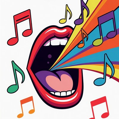 Singing Mouth with Musical Notes