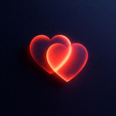 Glowing Red Hearts on Black